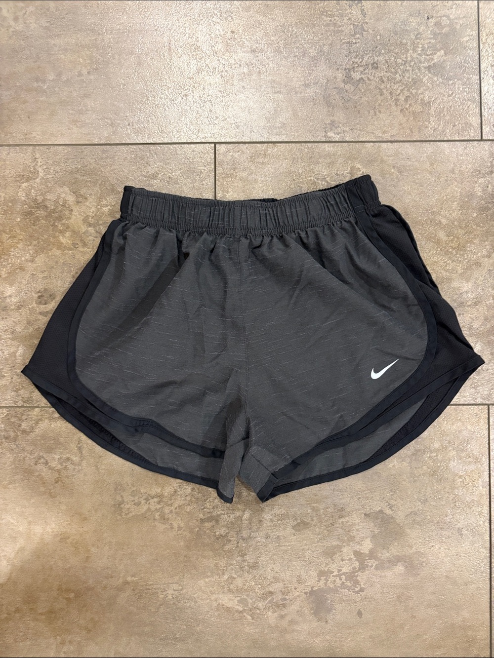 Nike Women's Gray and Black Layered Athletic Shorts